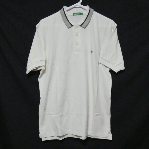 BOSSINI | medium | Cream Polo Shirt With Striped Collar | Embroidered Logo - Picture 1 of 13